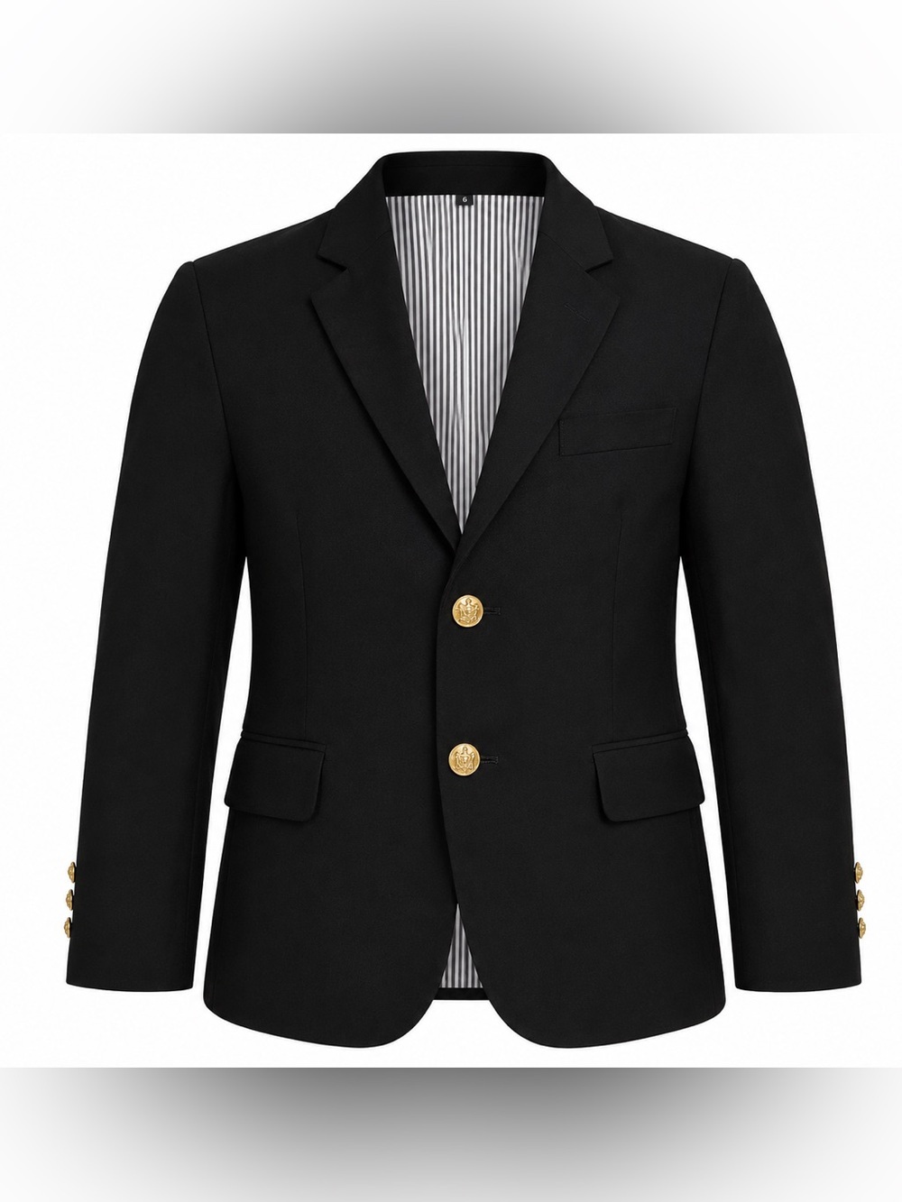 Boys Size 6 Black Formal Blazer Gold Button Dress Jacket